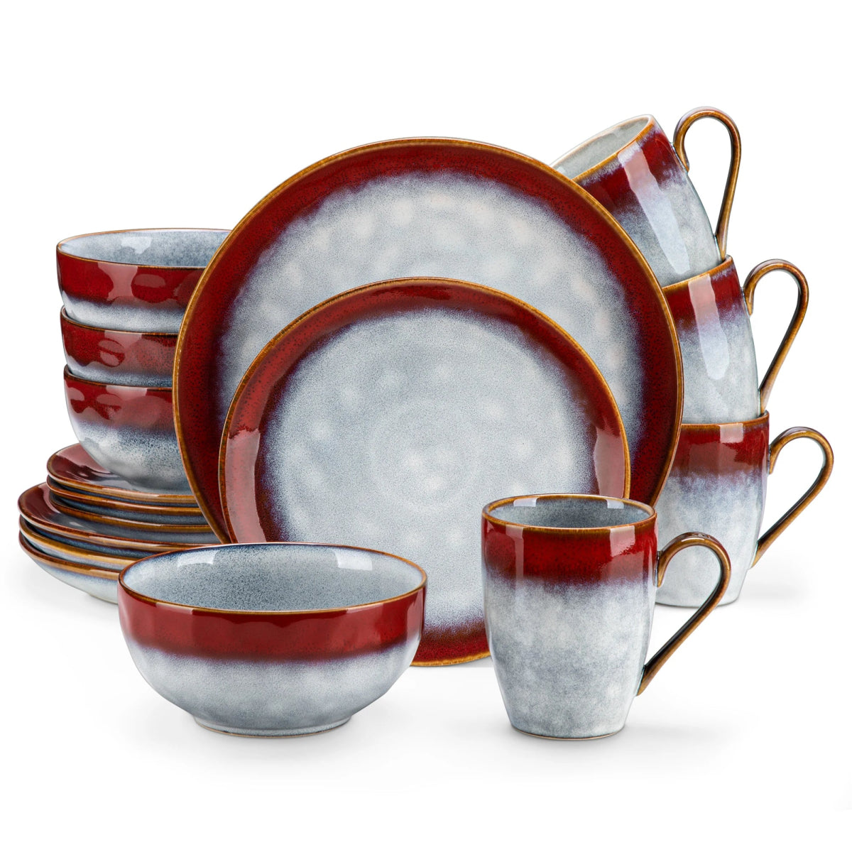 Vaisselle en grès 4/12 personnes - STARRY - 16/48 pièces Novia Home 1435085216PCSRED200007763201336101