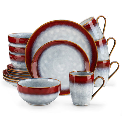 Vaisselle en grès 4/12 personnes - STARRY - 16/48 pièces Novia Home 1435085216PCSRED200007763201336101