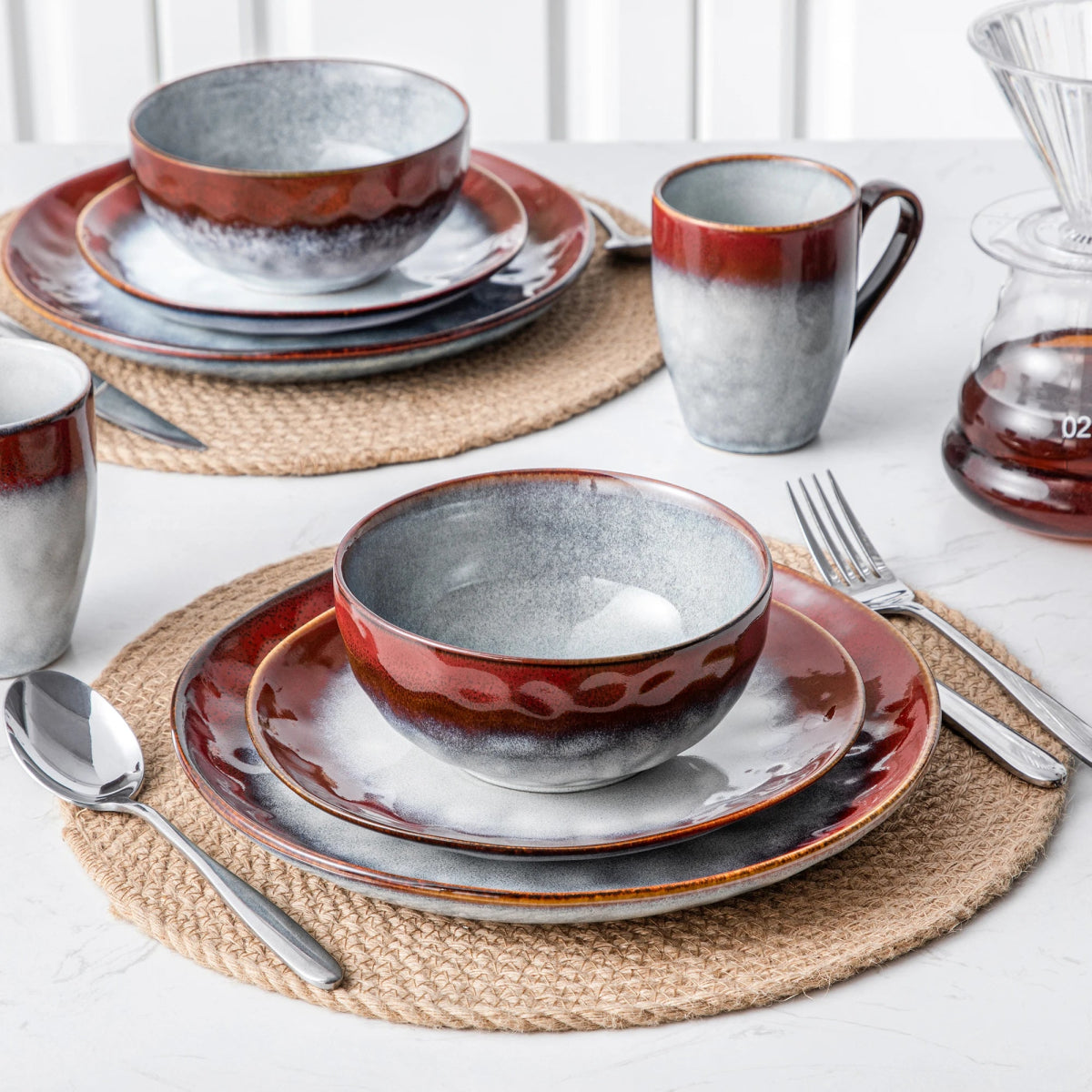 Vaisselle en grès 4/12 personnes - STARRY - 16/48 pièces Novia Home 1435085216PCSRED200007763201336101