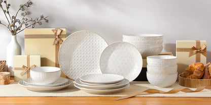 Vaisselle en grès 4/8 personnes - LYDIA - 12/32 pièces Novia Home 14350686White162776320133610121346668212P