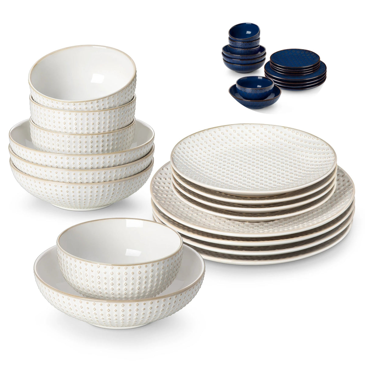 Vaisselle en grès 4/8 personnes - LYDIA - 12/32 pièces Novia Home 14350686White162776320133610121346668212P