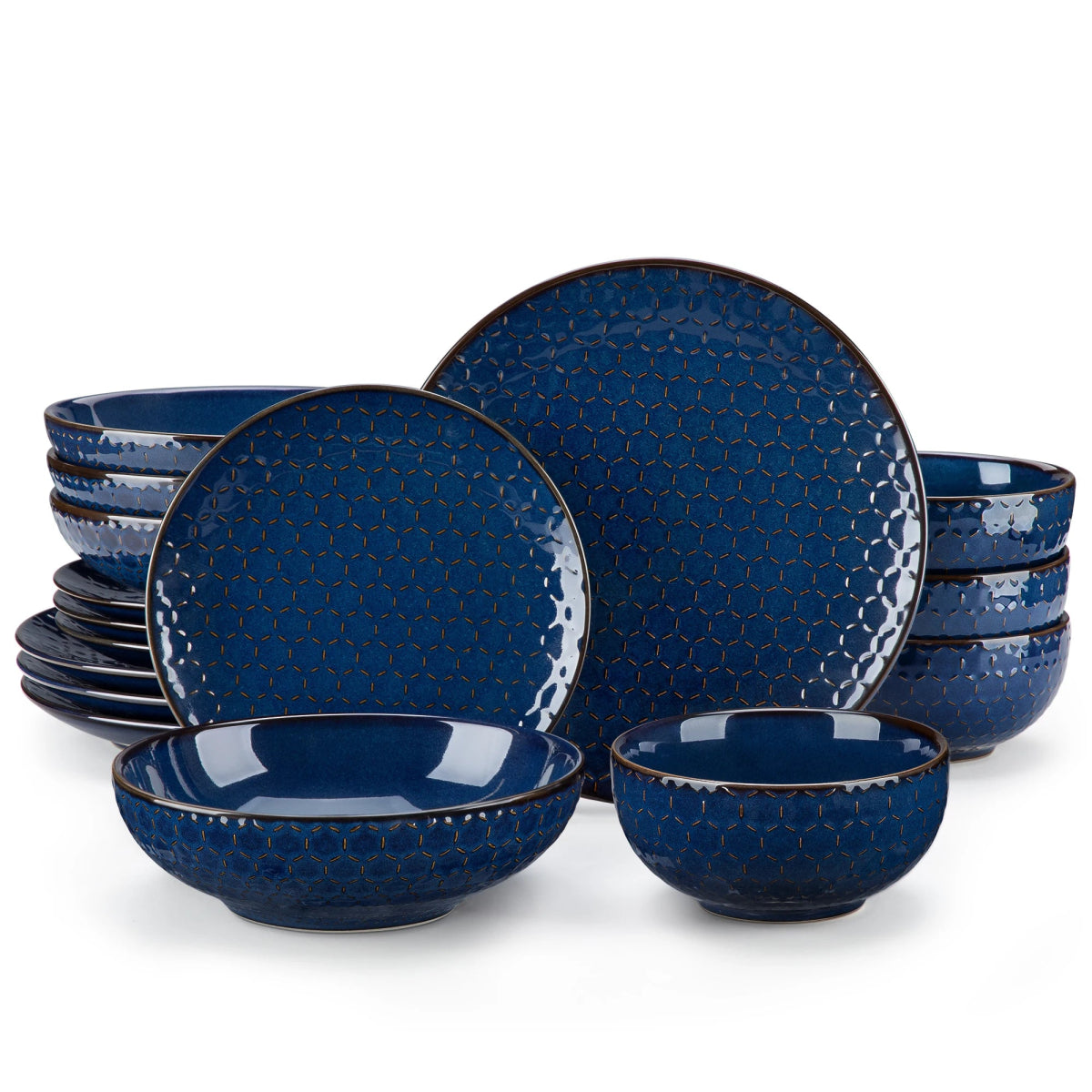 Vaisselle en grès 4/8 personnes - LYDIA - 16/32 pièces Novia Home 14350853Honeycomb277632133610121346668216P