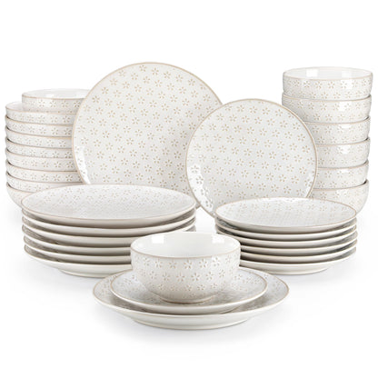 Vaisselle en grès 4/8 personnes - LYDIA - 24/48 pièces Novia Home 14350686FlowerLeaf2776320133610121346668232PI