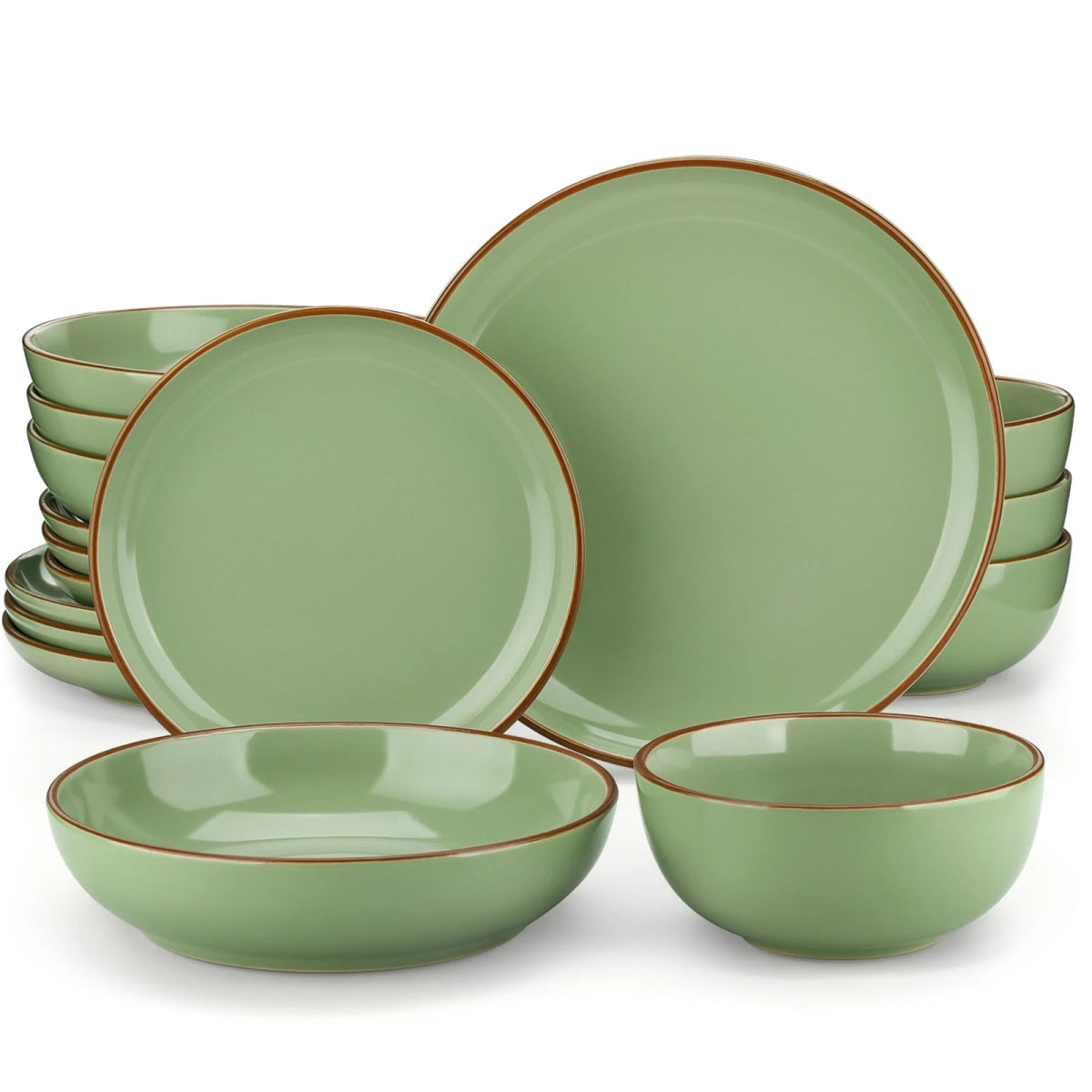 Vaisselle en grès 4/8 personnes - NYMPH - 16/32 pièces Novia Home 1410ForestSolid1662810716P2776321336101