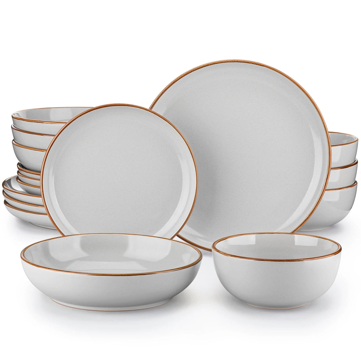 Vaisselle en grès 4/8 personnes - NYMPH - 16/32 pièces Novia Home 14175GreySesame1662810716P2776321336101