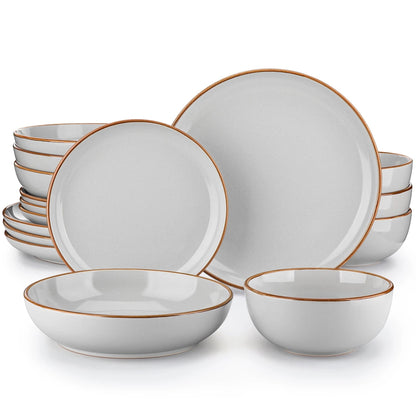 Vaisselle en grès 4/8 personnes - NYMPH - 16/32 pièces Novia Home 14175GreySesame1662810716P2776321336101