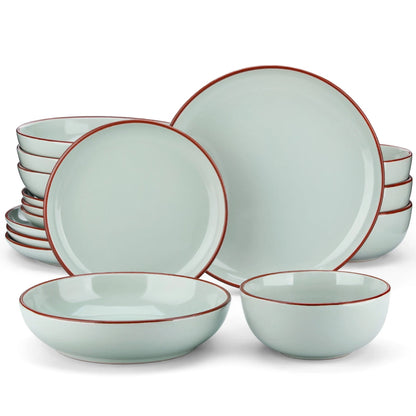 Vaisselle en grès 4/8 personnes - NYMPH - 16/32 pièces Novia Home 14691JadeSolid1662810716P2776321336101