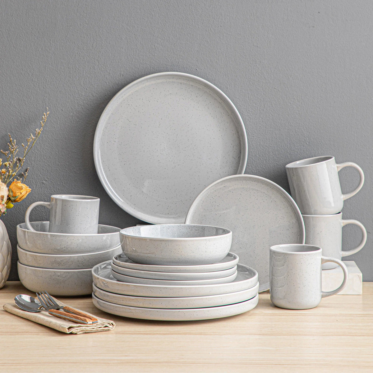 Vaisselle en grès 4/8 personnes - SESAM - 16/32 pièces Novia Home 14-29-White-16P-200007763-201336101-GERMANY