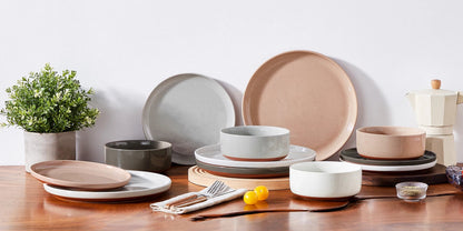 Vaisselle en grès 4/8 personnes - TARA - 12/24 pièces Novia Home 14193MixColor12Piece27763201336101