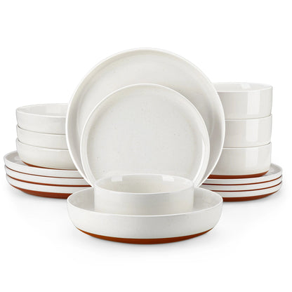 Vaisselle en grès 4/8 personnes - TARA - 16/32 pièces Novia Home 1410White16Piece200007763201336101