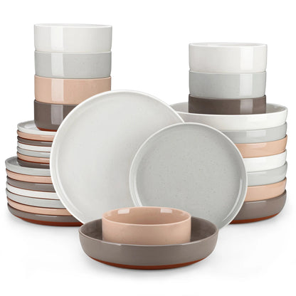 Vaisselle en grès 4/8 personnes - TARA - 16/32 pièces Novia Home 14175MixColor32Piece200007763201336101