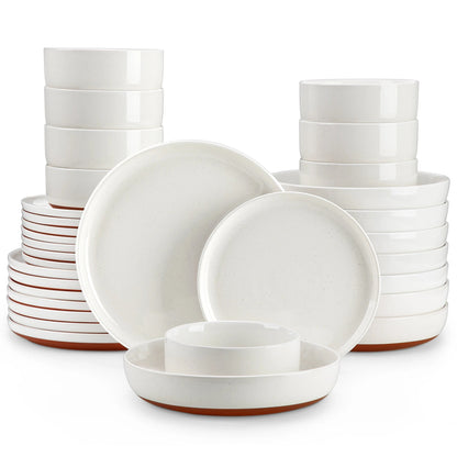 Vaisselle en grès 4/8 personnes - TARA - 16/32 pièces Novia Home 14691White32Piece200007763201336101