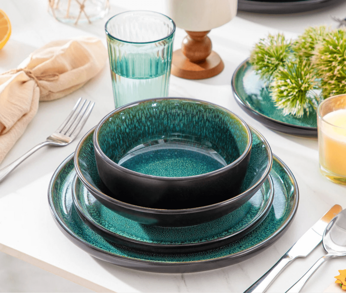 Vaisselle en grès 6 personnes - GLAZ - 24 pièces Novia Home 14193GLLAZ24P2776321336101