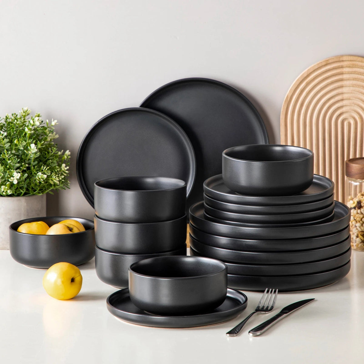 Vaisselle en grès 6 personnes - METER - 18/24 pièces Novia Home 14350853Black27763201336101213466682913818P