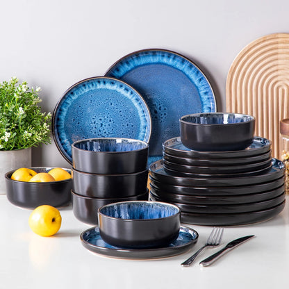 Vaisselle en grès 6 personnes - METER - 18/24 pièces Novia Home 14350853Black27763201336101213466682913818P