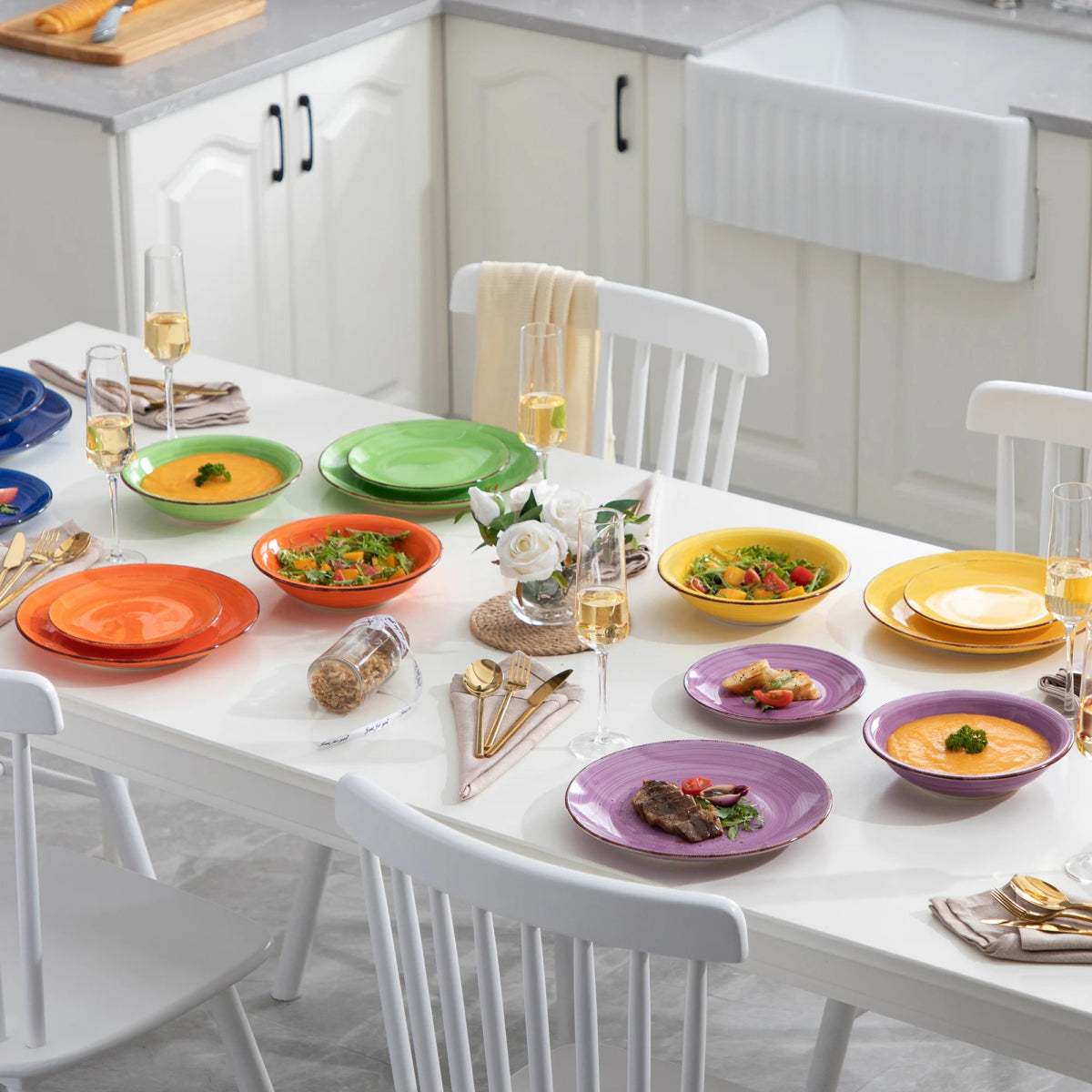 Vaisselle en grès 6/12 personnes - BONITA - 18 /36 pièces Novia Home 14-175-18pcs-MIXCOLOR-200007763-201336101-GERMANY