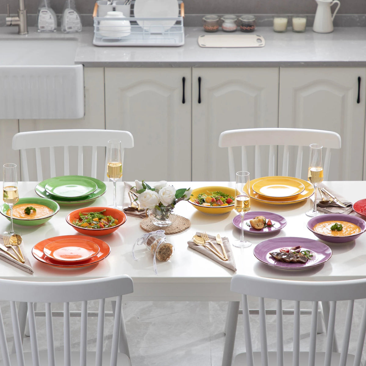 Vaisselle en grès 6/12 personnes - BONITA - 18 /36 pièces Novia Home 14-175-18pcs-MIXCOLOR-200007763-201336101-GERMANY