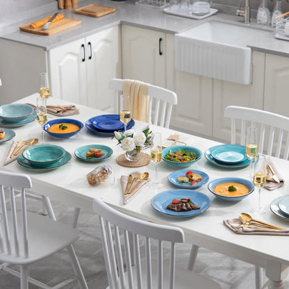 Vaisselle en Grès 6/12 personnes - BONITA - 18/36 pièces Novia Home 14-10-18pcs-BLUE-200007763-201336101