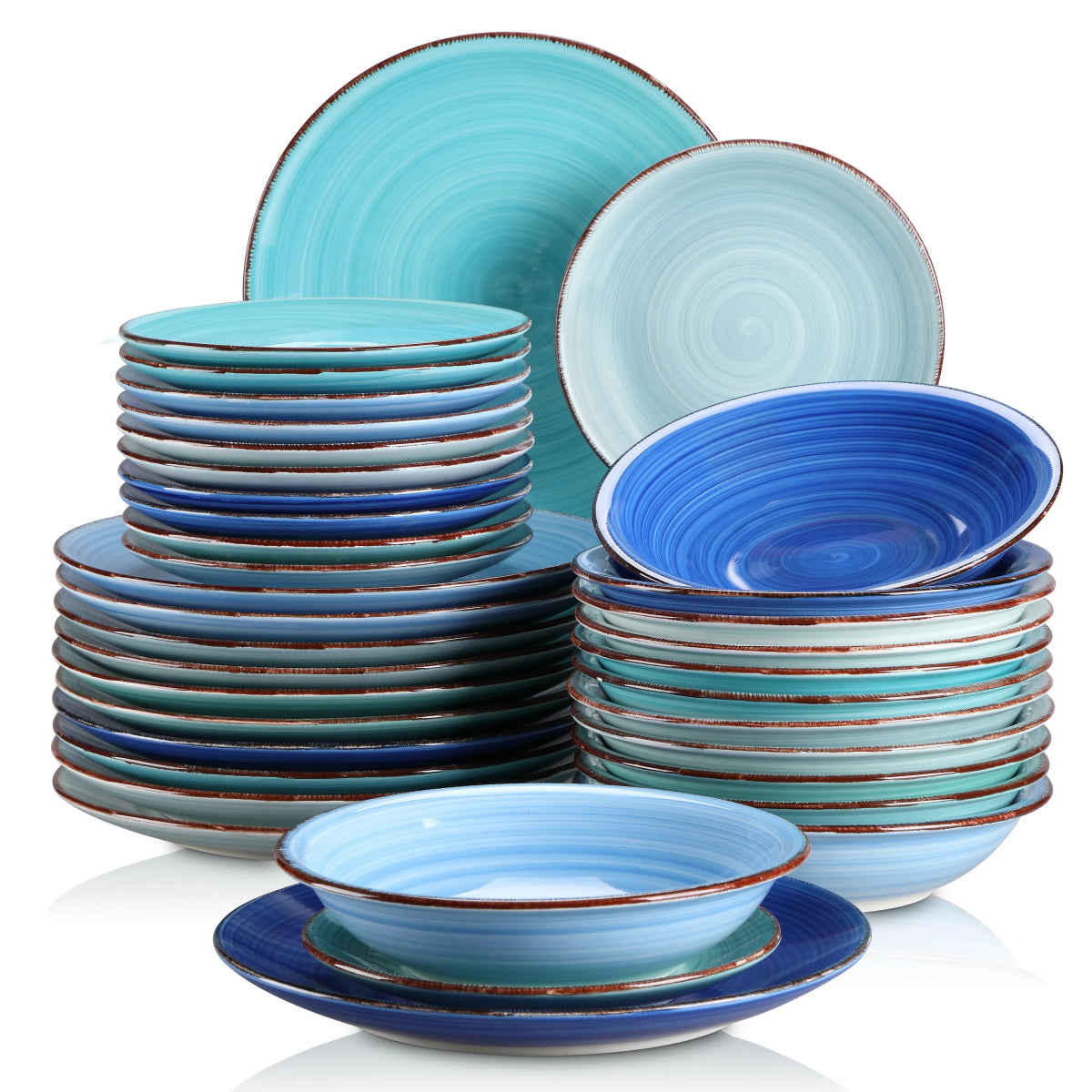 Vaisselle en Grès 6/12 personnes - BONITA - 18/36 pièces Novia Home 14-691-36pcs-BLUE-200007763-201336101