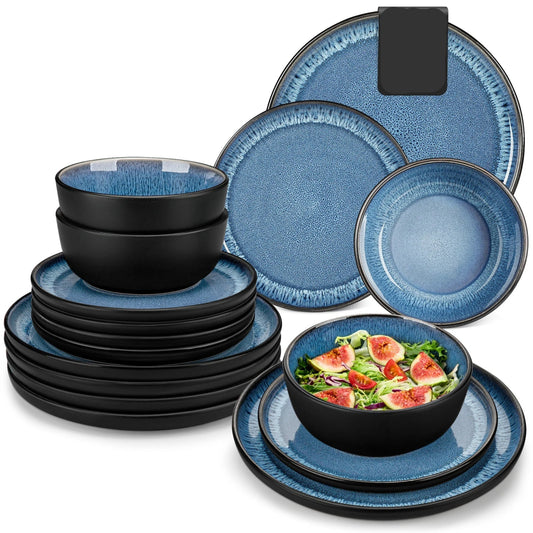 Vaisselle en grès 6/12 personnes - GLAZ - 18/36 pièces Novia Home 14193GLAZ18P2776321336101