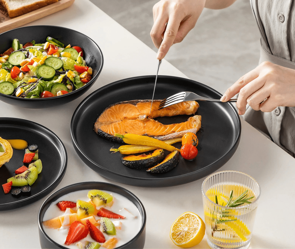 Vaisselle en grès 6/12 personnes - GLAZ - 24/48 pièces Novia Home 141048P2776321336101