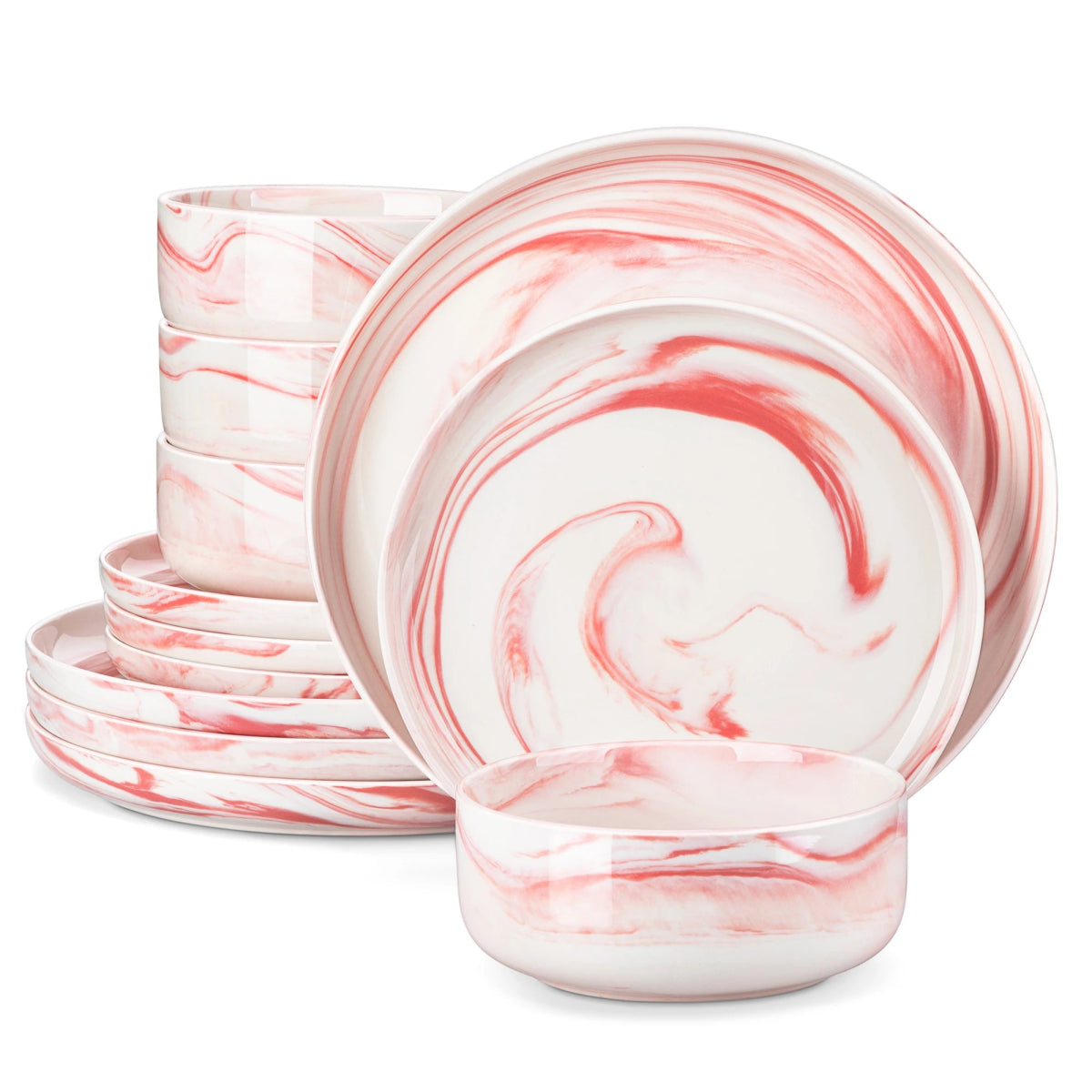 Vaisselle en grès 8 personnes - LUNA - 18 pièces Novia Home 1410PinkMarble200007763201336101