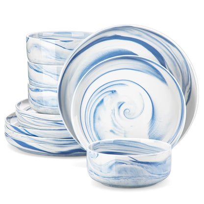 Vaisselle en grès 8 personnes - LUNA - 18 pièces Novia Home 14175BlueMarble200007763201336101