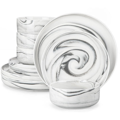 Vaisselle en grès 8 personnes - LUNA - 18 pièces Novia Home 14193GreyMarble200007763201336101