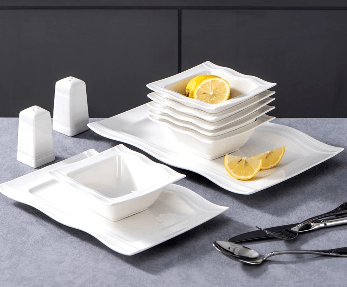 Vaisselle pocelaine 6 personnes - MARIO - 28 pièces Novia Home 14-175-28Piece-200007763-201336101