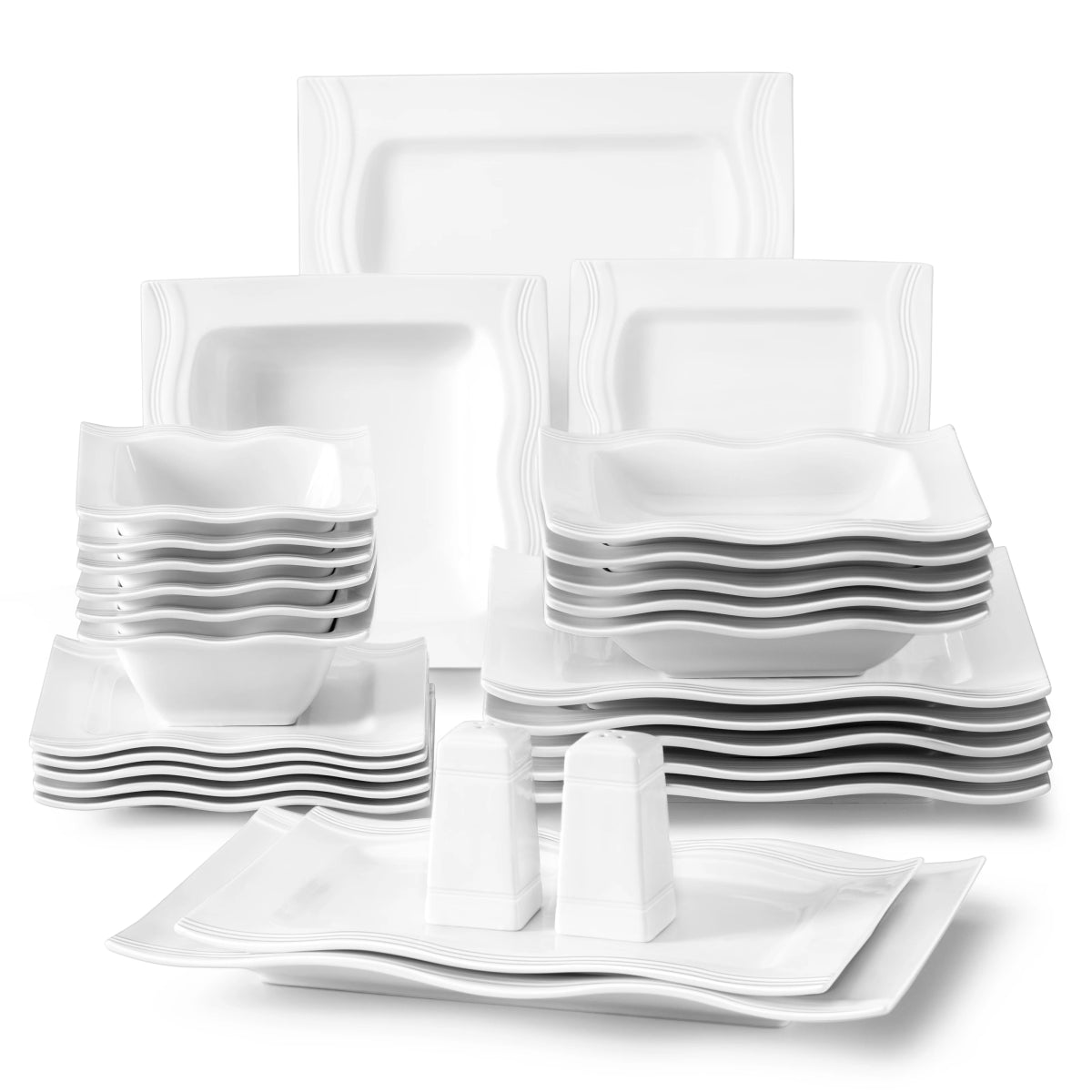 Vaisselle pocelaine 6 personnes - MARIO - 28 pièces Novia Home 14-175-28Piece-200007763-201336101