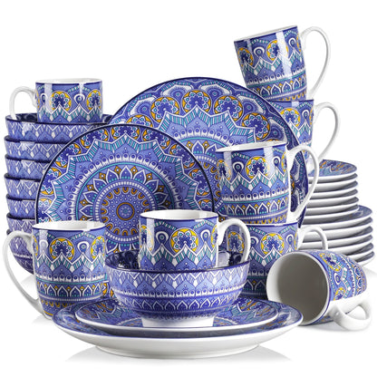 Vaisselle porcelaine 4/12 personnes - MANDALA - 16/48 pièces Novia Home 14120232PieceBlue200007763201336101GERMANY