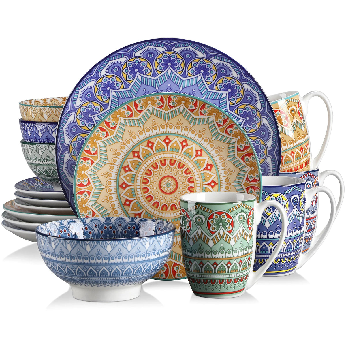 Vaisselle porcelaine 4/12 personnes - MANDALA - 16/48 pièces Novia Home 1417516PieceMixColor27763201336101GERMANY