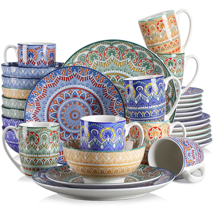 Vaisselle porcelaine 4/12 personnes - MANDALA - 16/48 pièces Novia Home 1419332PieceMixColor27763201336101GERMANY