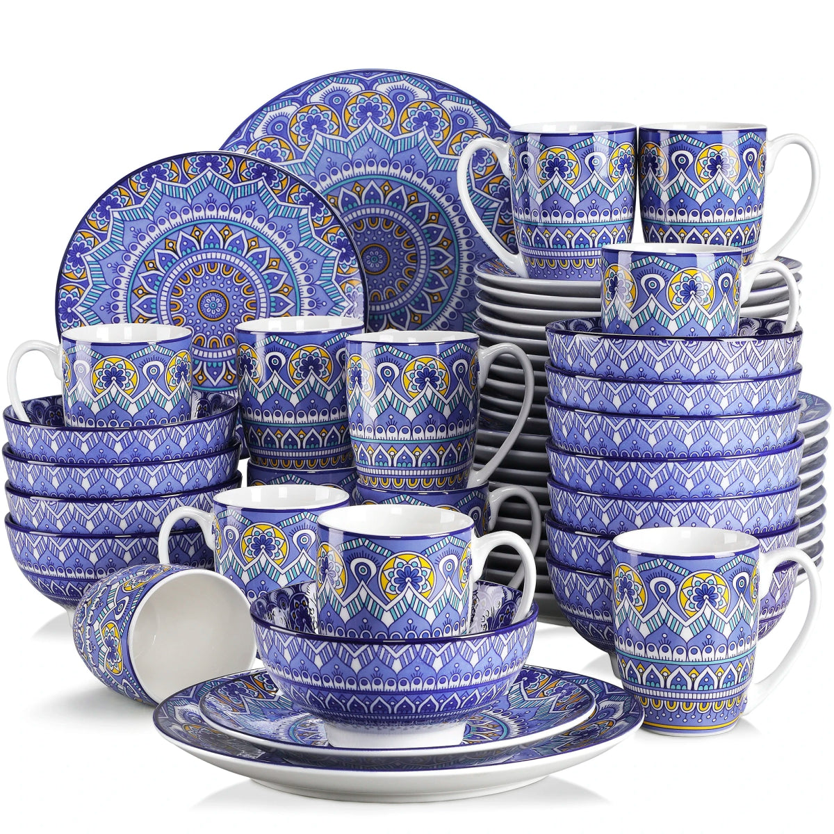 Vaisselle porcelaine 4/12 personnes - MANDALA - 16/48 pièces Novia Home 1420000615148PieceBlue27763201336101GERMANY