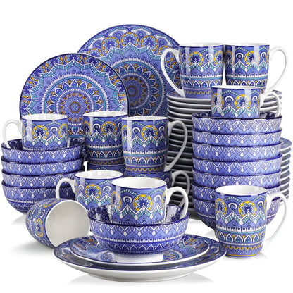 Vaisselle porcelaine 4/12 personnes - MANDALA - 16/48 pièces Novia Home 1420000615148PieceBlue27763201336101GERMANY