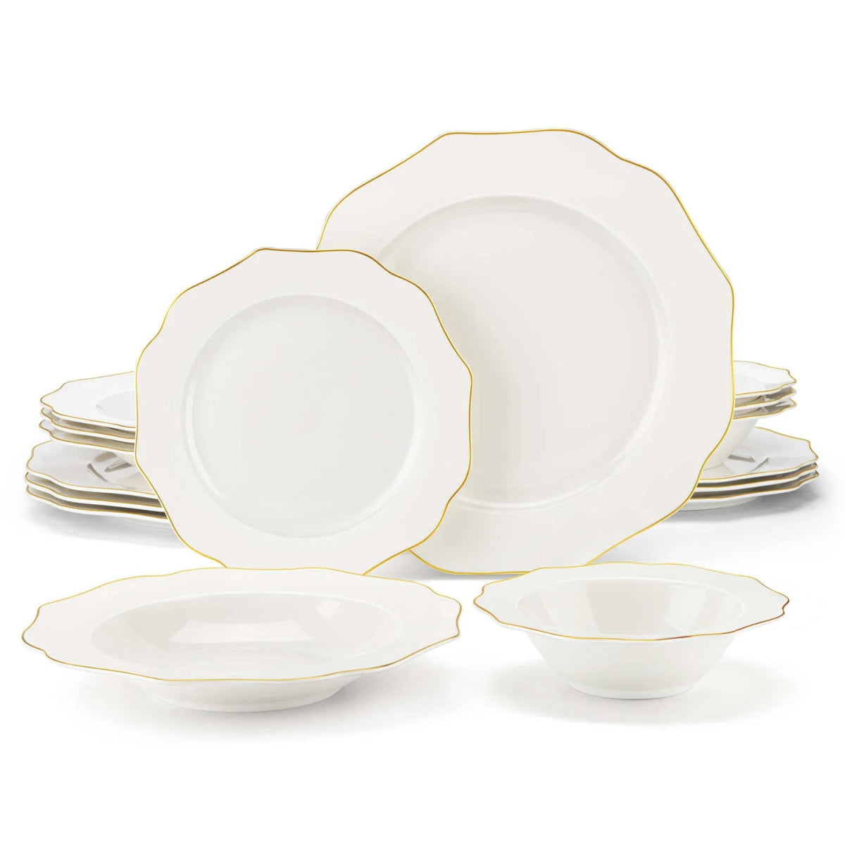 Vaisselle porcelaine 4/8 perosnnes - NORDIC - 16/32 pièces Novia Home 1410LOTUS1662810716PCS200007763201336101