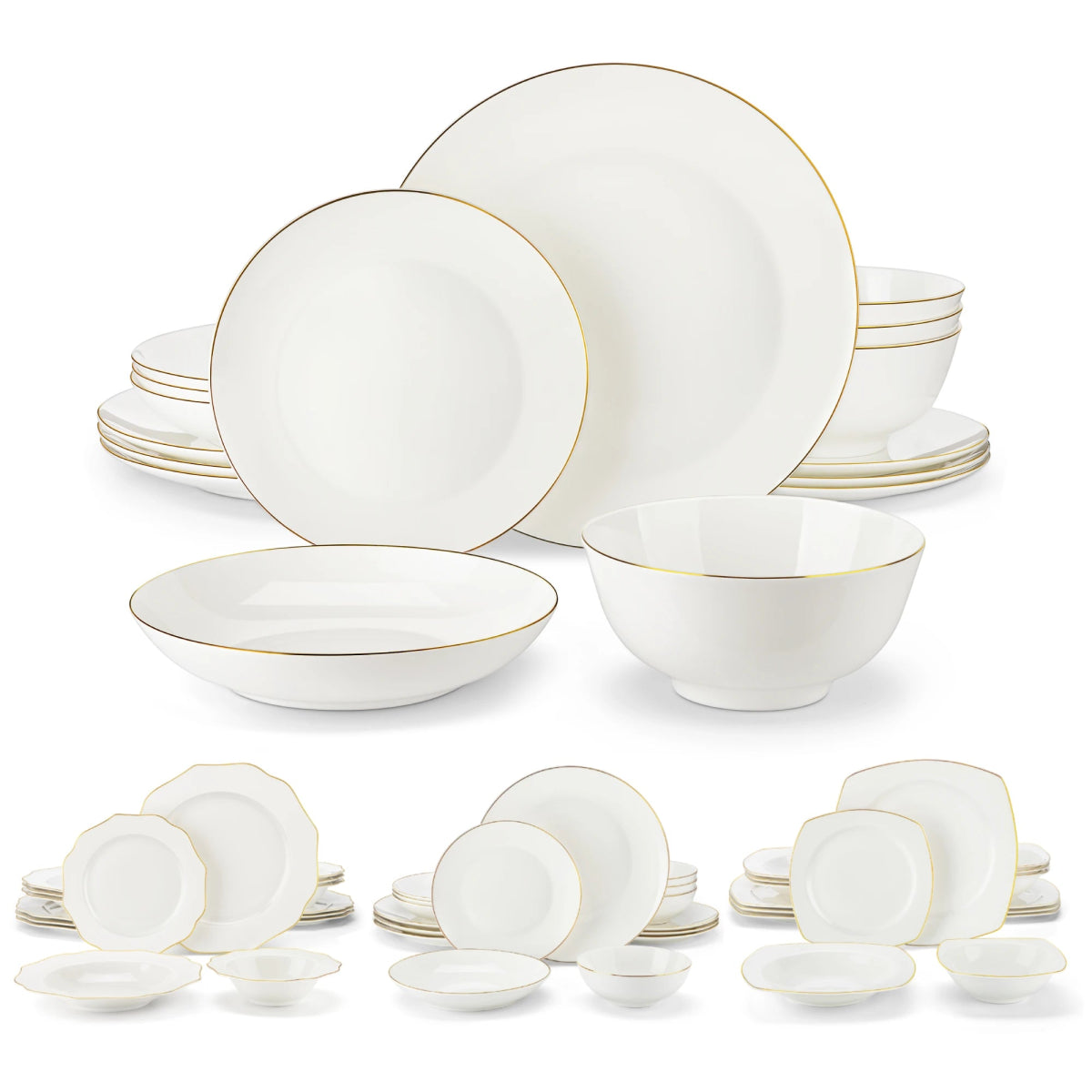 Vaisselle porcelaine 4/8 perosnnes - NORDIC - 16/32 pièces Novia Home 1410LOTUS1662810716PCS200007763201336101