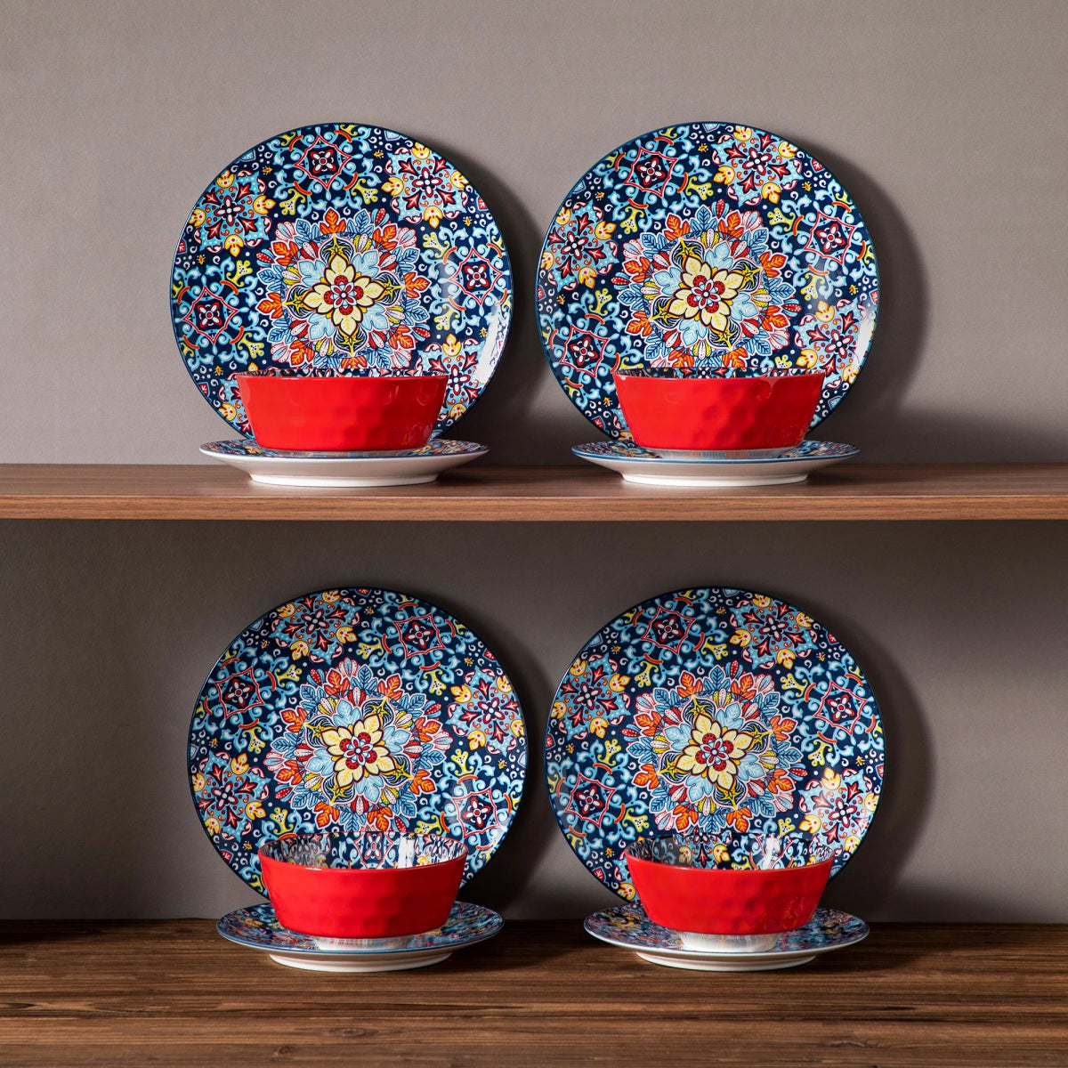 Vaisselle porcelaine 4/8 personnes - BOHO - 12/24 pièces Novia Home 1435085302Orange277632133610121346668212P