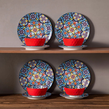 Vaisselle porcelaine 4/8 personnes - BOHO - 12/24 pièces Novia Home 1435085302Orange277632133610121346668212P