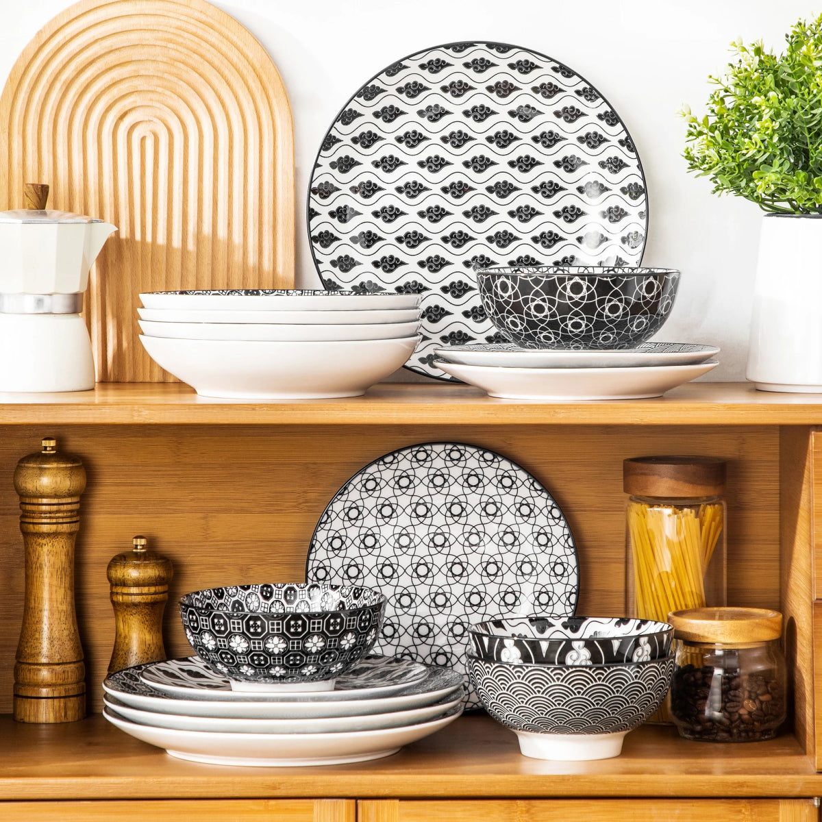Vaisselle porcelaine 4/8 personnes - HAKURA - 12/32 pièces Novia Home 14-691-16-Piece-200007763-201336101