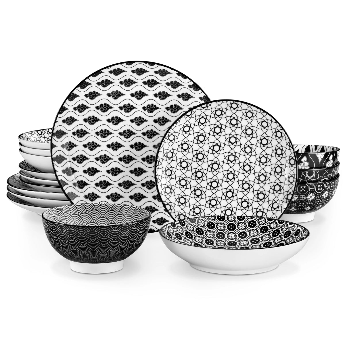 Vaisselle porcelaine 4/8 personnes - HAKURA - 12/32 pièces Novia Home 14-691-16-Piece-200007763-201336101