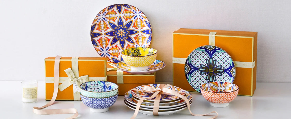 Vaisselle porcelaine 4/8 personnes - JASMIN - 24 pièces Novia Home 27763201336101213466682913812P