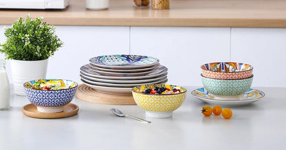 Vaisselle porcelaine 4/8 personnes - JASMIN - 24 pièces Novia Home 27763201336101213466682913812P