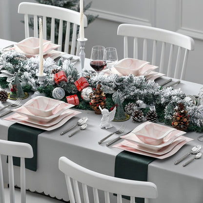 Vaisselle porcelaine 6 perosnnes - FLORA - 26 pièces Novia Home 1419326PPink2776321336101
