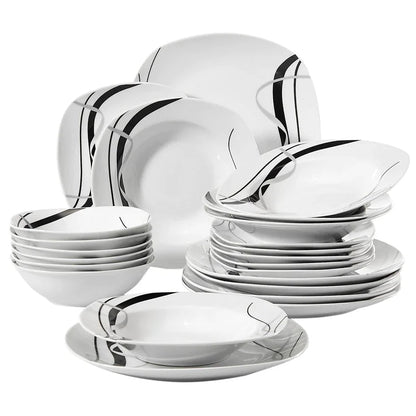 Vaisselle porcelaine 6 personnes - FIONA - 24 pièces Novia Home 1435068624P2776321336101GERMANY