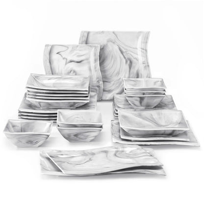 Vaisselle porcelaine 6 personnes - FLORA - 26 pièces Novia Home 1417526P2776321336101