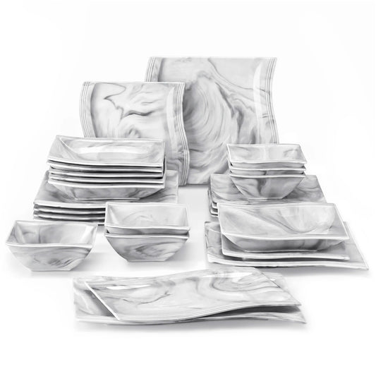 Vaisselle porcelaine 6 personnes - FLORA - 26 pièces Novia Home 1417526P2776321336101