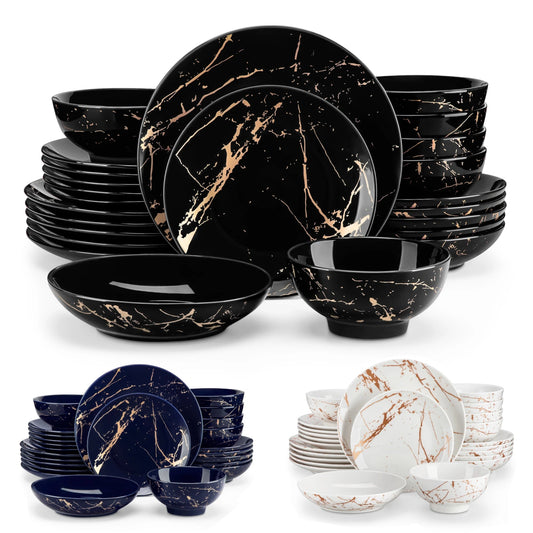 Vaisselle porcelaine 6 personnes - SACA 24 pièces Novia Home 14193Black200007763201336101