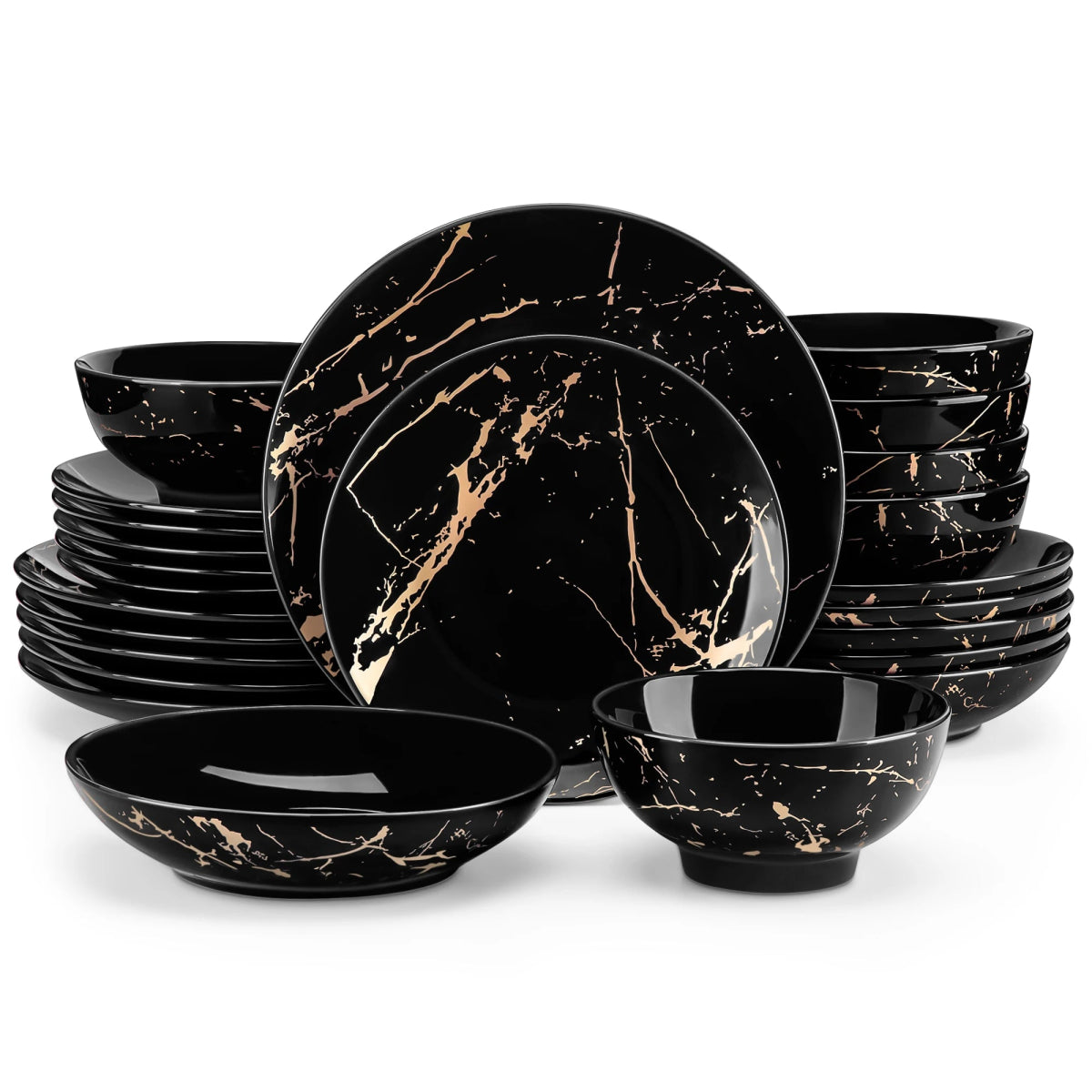 Vaisselle porcelaine 6 personnes - SACA 24 pièces Novia Home 14193Black200007763201336101