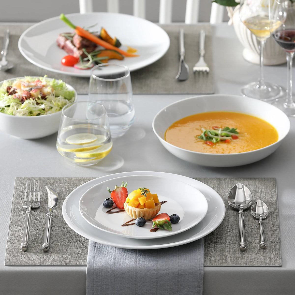 Vaisselle porcelaine 6/12 personnes - AMELIA - 24/48 pièces Novia Home 141024PBlackRim2776321336101